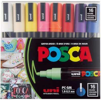 UNİ POSTER MARKÖRÜ POSCA SET PC-5M/16C 1.8-2.5 16 LI
