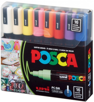 UNİ POSTER MARKÖRÜ POSCA SET PC-5M/16C 1.8-2.5 16 LI