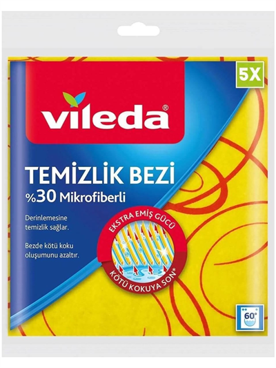 Vileda Bez Sarı Temizlik Bezi 5li (%30 Mikrofiberli)