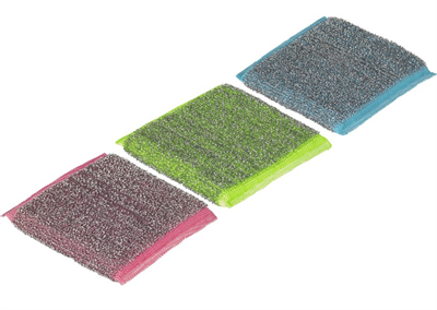 Vileda Glitzi Power Colors Çelik Dokulu Sünger Pad 3lü Paket (Profesyonel Endüstriyel Mutfak, Yemekhane ve Ağır Tesis Hijyen Nizam Serisi)