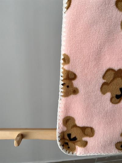 Ayıcıklı Peluş Battaniye Pembe