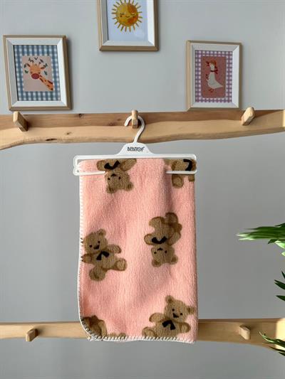Ayıcıklı Peluş Battaniye Somon