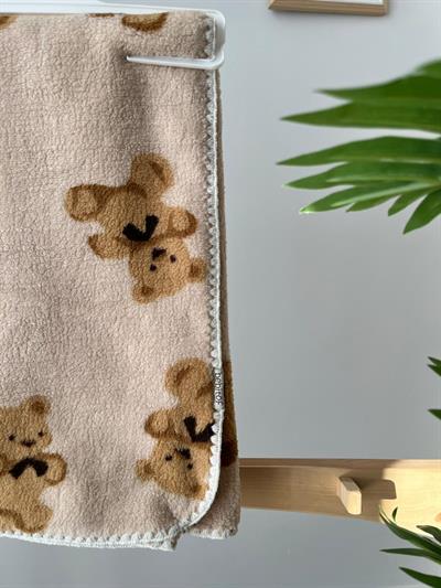 Ayıcıklı Peluş Battaniye Taş Rengi
