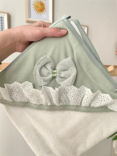 Büyük Güpürlü Banyo Havlusu Yeşil