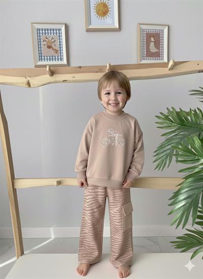Chic Zebra Wide Leg Takım Kahve