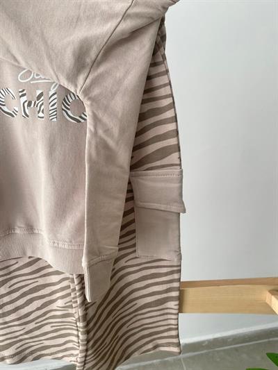 Chic Zebra Wide Leg Takım Kahve
