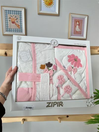 Çiçek Nakışlı Bornoz Seti