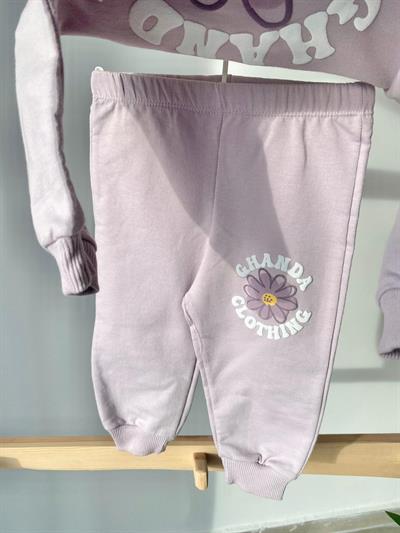 Çiçek Sırt Baskılı Takım Soft Mor