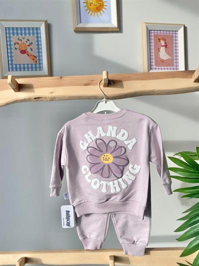 Çiçek Sırt Baskılı Takım Soft Mor