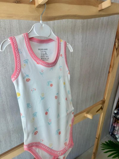 Çiçekli Çıtçıtlı Askılı Badi Pembe