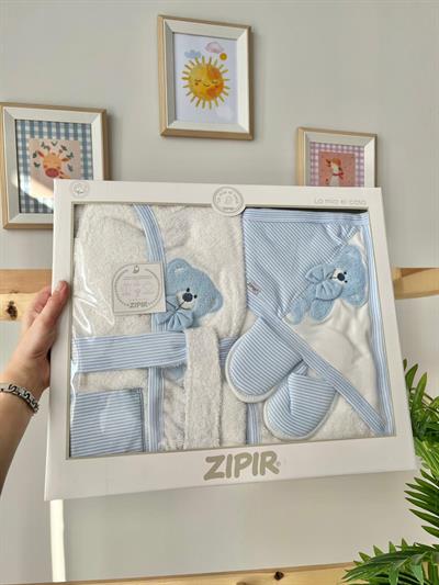 Çizgili Ayı Bornoz Mavi