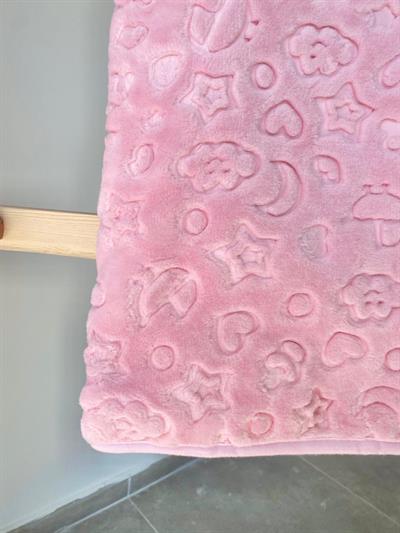 Desenli Peluş Yorgan Battaniye Pembe