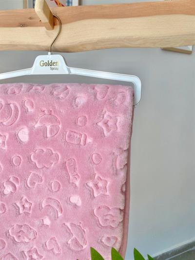 Desenli Peluş Yorgan Battaniye Pembe