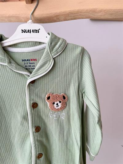 Fitilli Ayı Pijama Takımı Yeşil