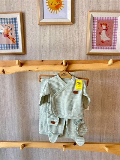 Gofre Kumaş 10 lu Hastane Çıkışı Mint