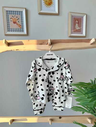 İnekli Düğmeli Pijama Takımı Aylık