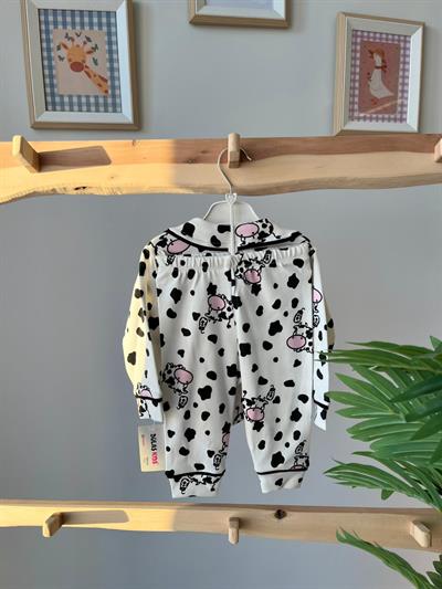 İnekli Düğmeli Pijama Takımı Aylık
