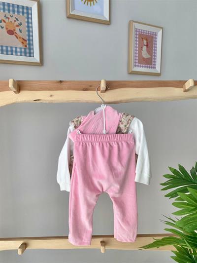 Kadife Çiçekli 3lü Takım Pembe