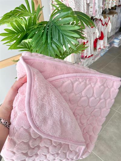 Kalpli Peluş Yorgan Battaniye Pembe