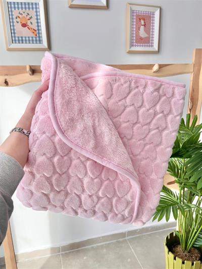 Kalpli Peluş Yorgan Battaniye Pembe