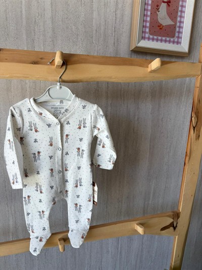 Kardeş Tavşanlar Desenli Patikli Tulum