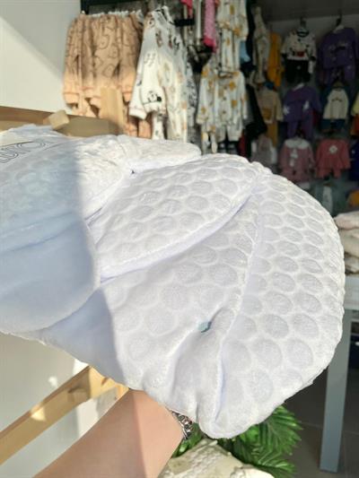 Kulaklı Velboa Kundak Battaniye Mavi