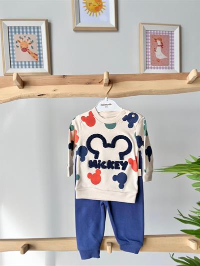 Mickey Baskılı Nakışlı Takım Mavi