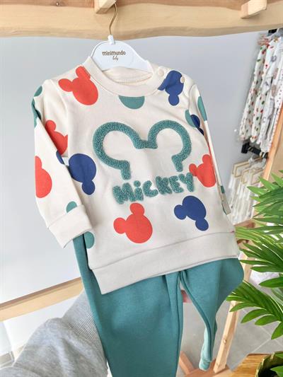 Mickey Baskılı Nakışlı Takım Yeşil