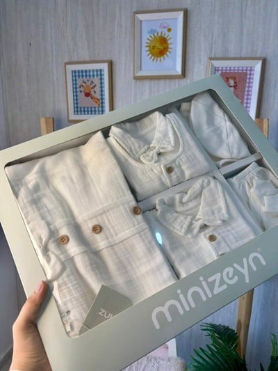 Papyonlu Müslin 10'lu Hastane Çıkışı Beyaz