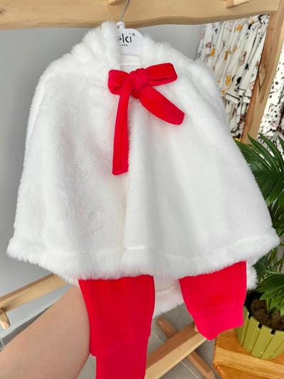 Peluş Pelerinli 3lü Takım Kırmızı