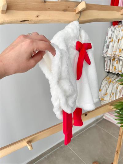 Peluş Pelerinli 3lü Takım Kırmızı