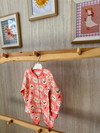 Pembe Ayıcık Desenli Pijama Takımı