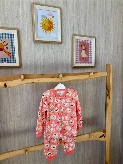 Pembe Ayıcık Desenli Pijama Takımı