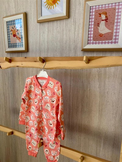 Pembe Ayıcık Desenli Pijama Takımı