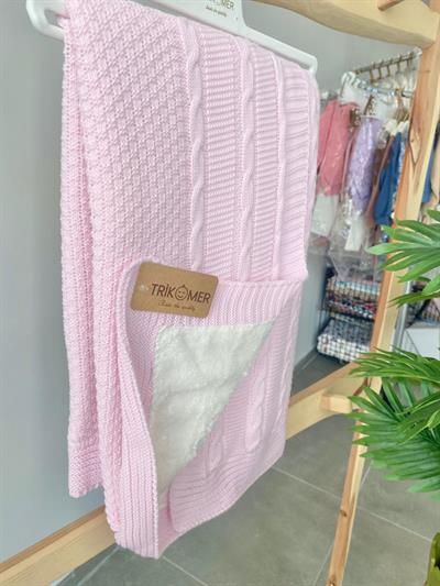Pembe İçi Peluş Triko Battaniye