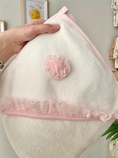 Sade Güpürlü Banyo Havlusu Pembe