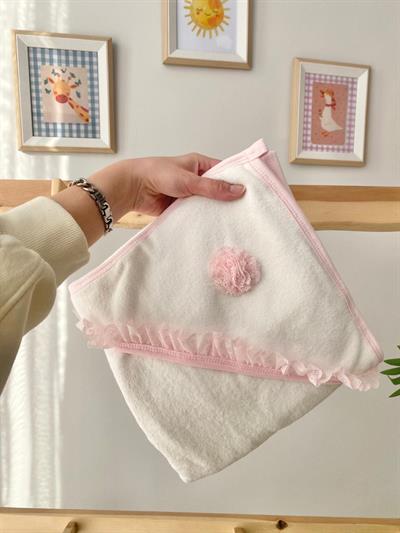 Sade Güpürlü Banyo Havlusu Pembe