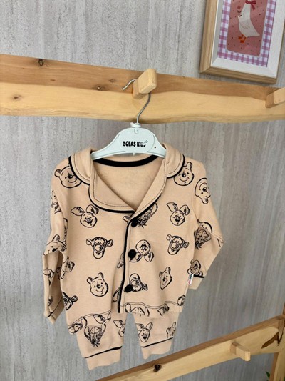 Sevimi Hayvanlar Bej Pijama Takımı Aylık