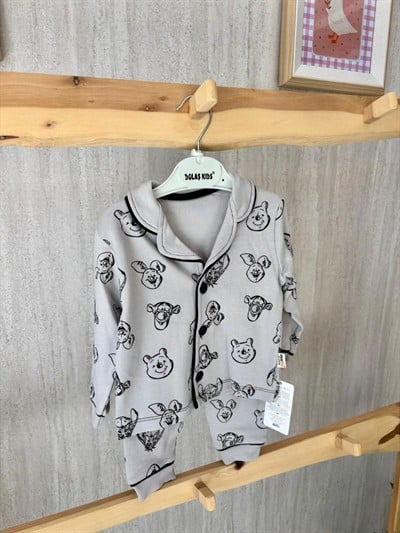 Sevimli Hayvanlar Gri Pijama Takımı Aylık