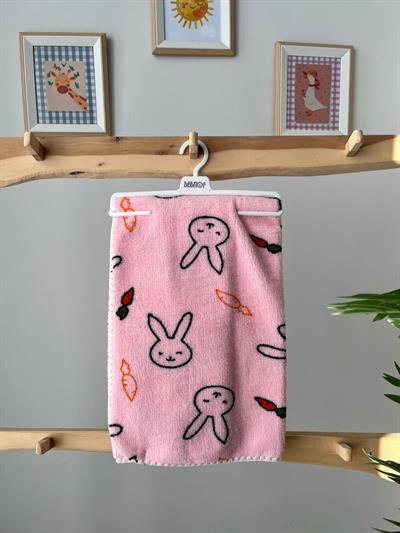 Tavşanlı Peluş Battaniye Pembe