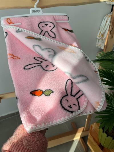 Tavşanlı Peluş Battaniye Pembe