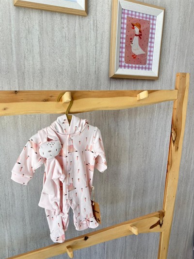 Uyku Arkadaşlı Tulum Patikli Pembe