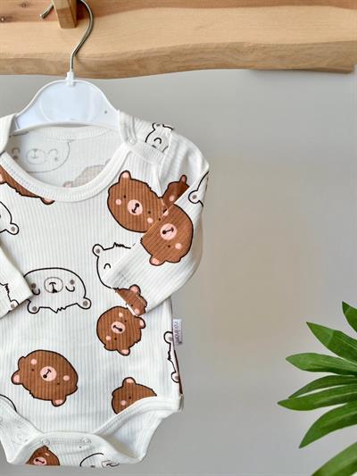 Uzun Kol Fitilli Çıtçıtlı Badi Kahve Ayıcık