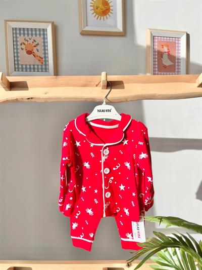 Yıldızlı Pijama Takımı Kırmızı