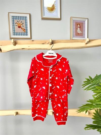 Yıldızlı Kırmızı Pijama Takımı Yaş