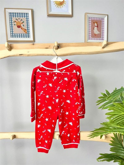Yıldızlı Kırmızı Pijama Takımı Yaş