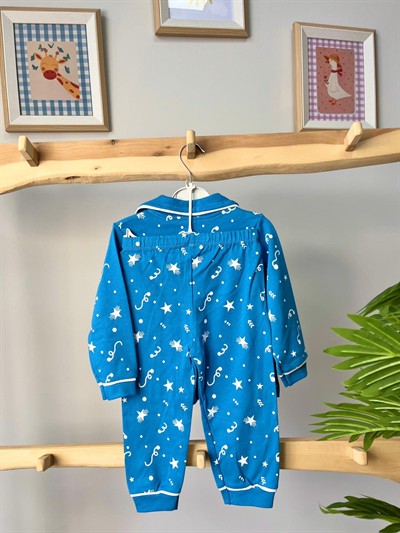 Yıldızlı Mavi Pijama Takımı Yaş