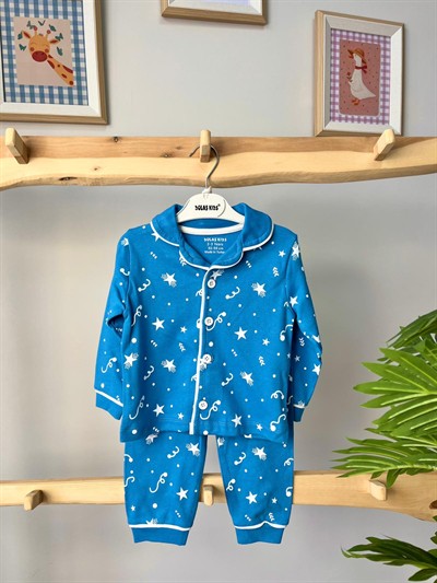 Yıldızlı Mavi Pijama Takımı Yaş