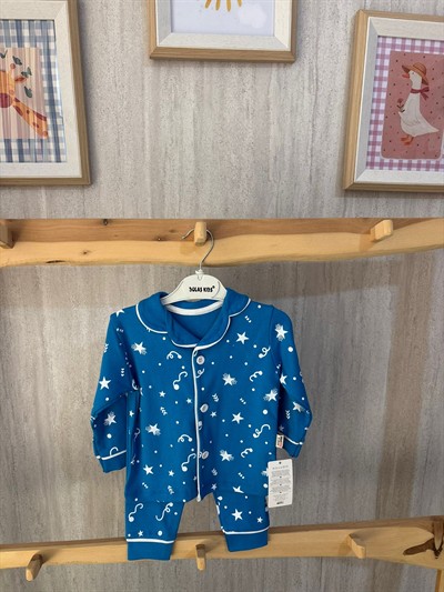 Yıldızlı Pijama Mavi Takımı Aylık