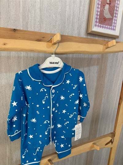 Yıldızlı Pijama Mavi Takımı Aylık